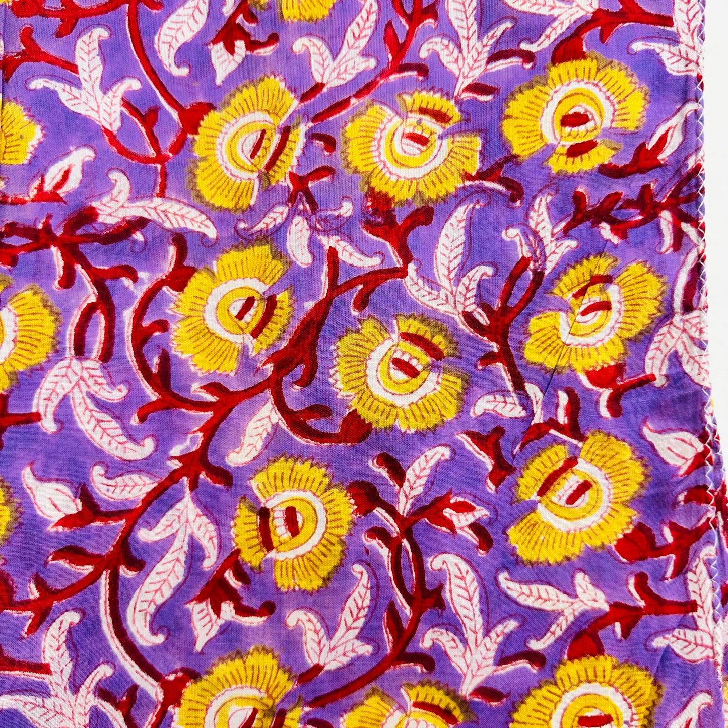 Purple floral patterned Cotton scarf with yellow flowers
