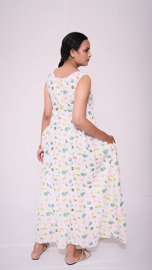 Woman white floral dress