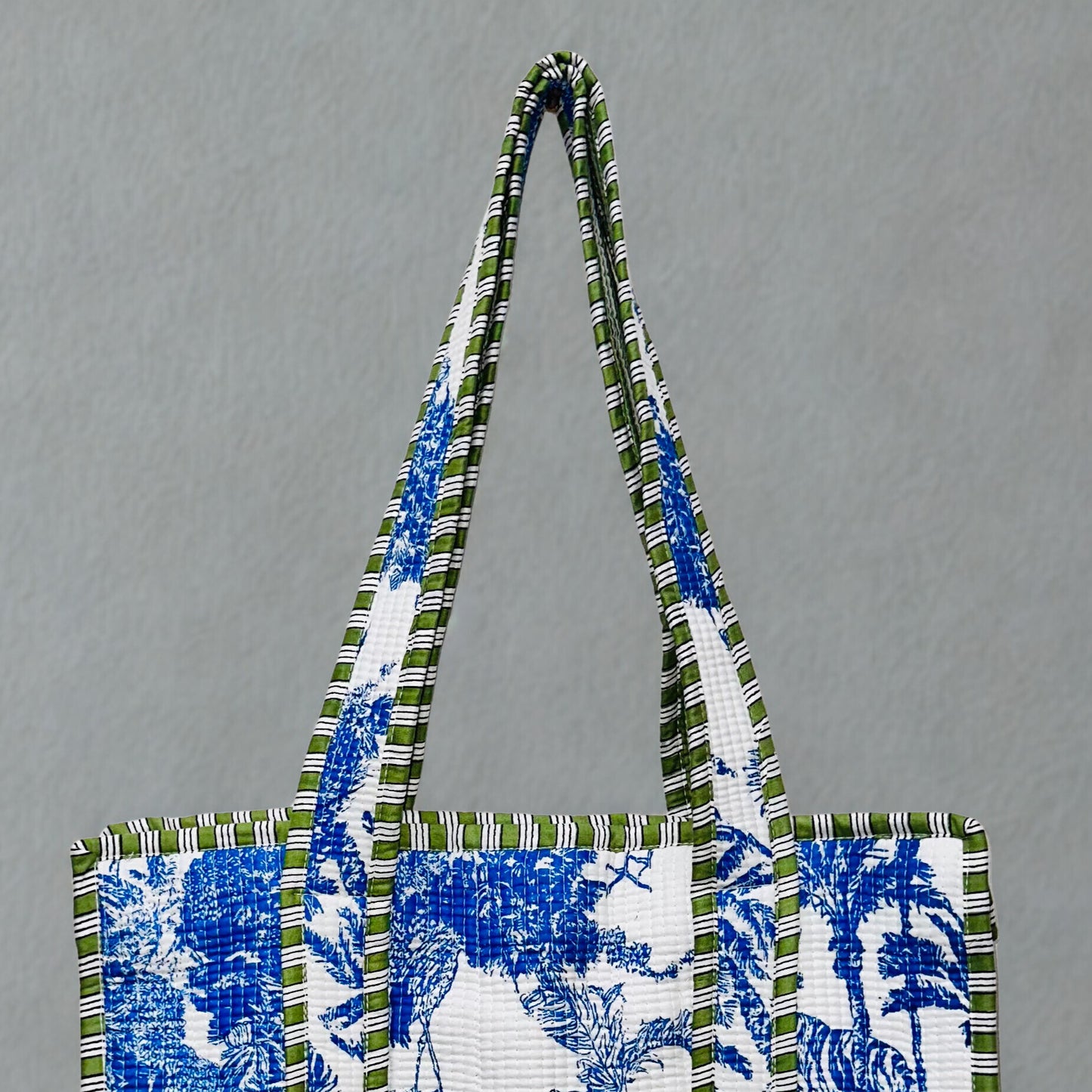 Blue pattern Hand-Printed Tote Bag