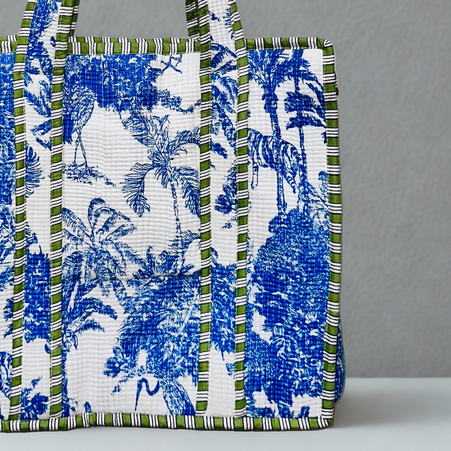 Blue pattern Hand-Printed Tote Bag
