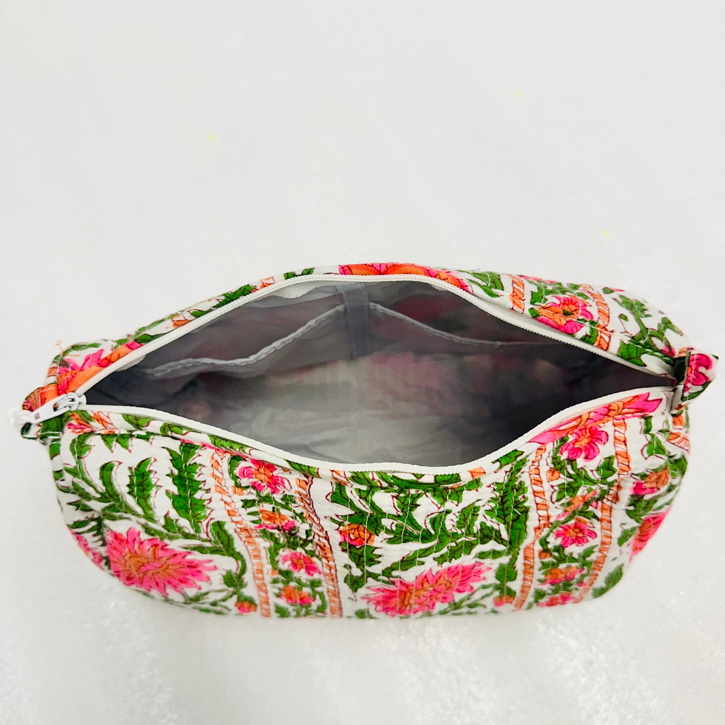 Floral green and pink travel Organizer Pouch, Cosmetic Bags, Toiletry Kit