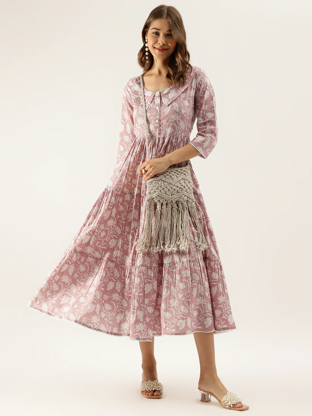 Floral Print Cotton Ethnic Dress