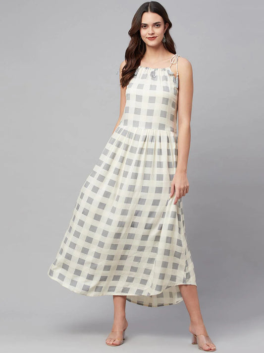 White Rayon Strappy Dress – Lightweight Sleeveless Summer Maxi
