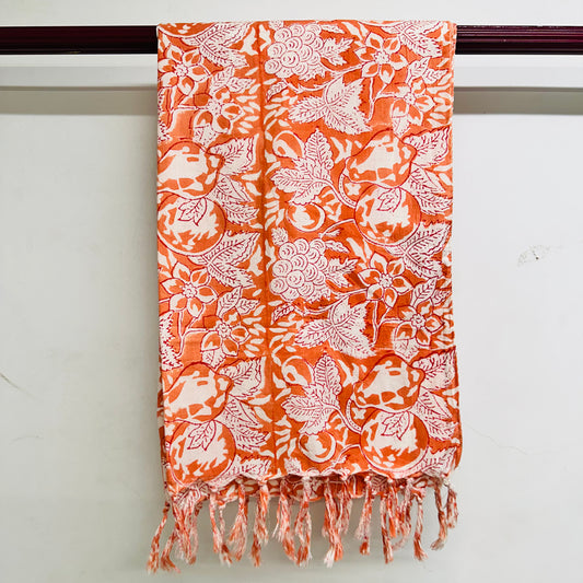 Orange and white patterned scarf 