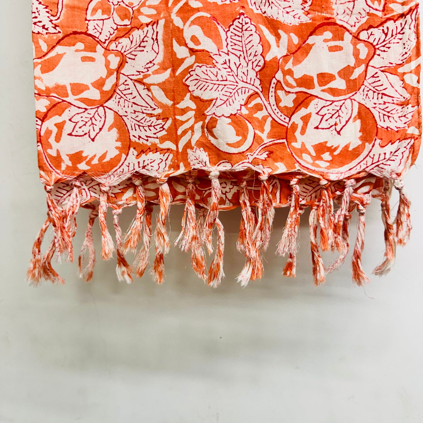 Orange and white patterned Cotton scarf
