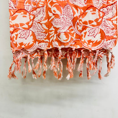 Orange and white patterned Cotton scarf