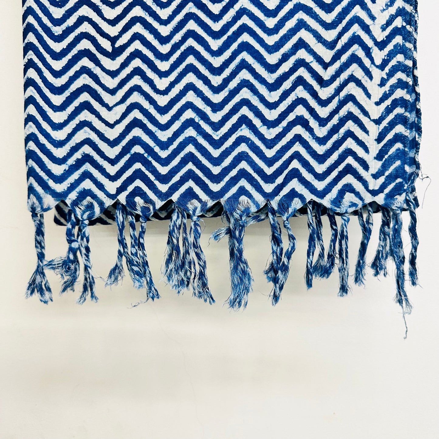 Blue and white chevron patterned Cotton scarf