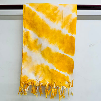 Yellow and white tie-dye scarf