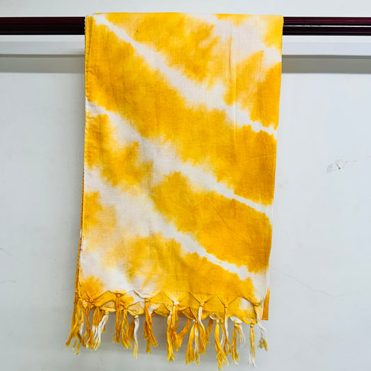 Yellow and white tie-dye scarf