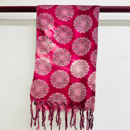 Pink scarf with mandala patterns