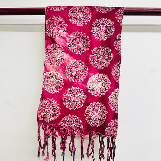 Pink scarf with mandala patterns