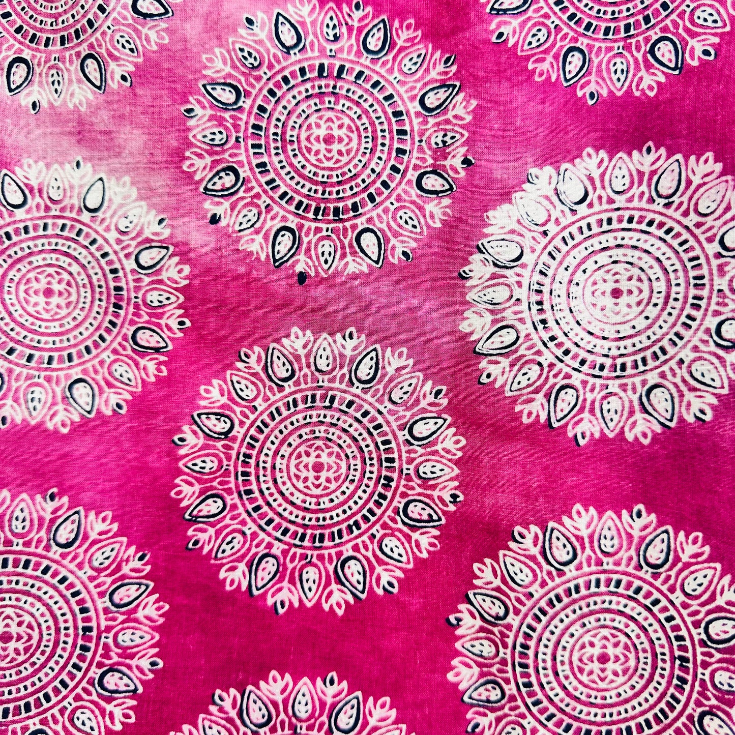 Pink Cotton scarf with mandala patterns