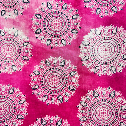 Pink Cotton scarf with mandala patterns