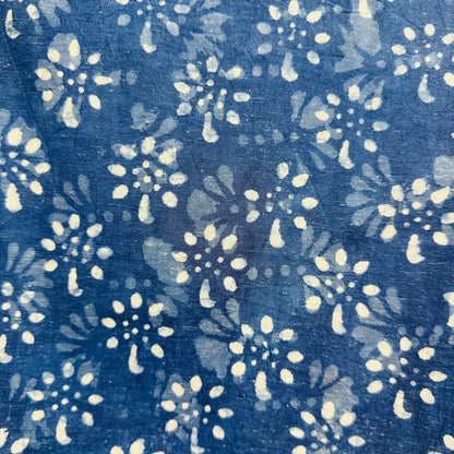 Blue floral patterned Cotton scarf with white flowers