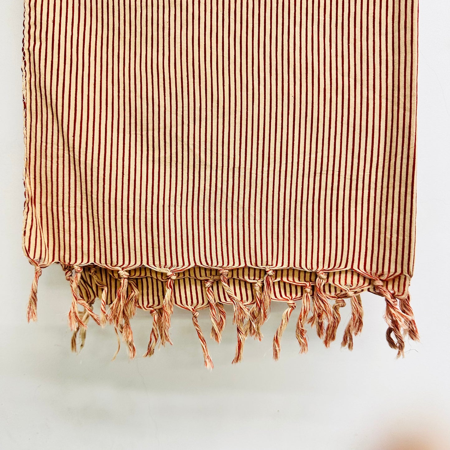 Brown Cream Strip Cotton Scarf