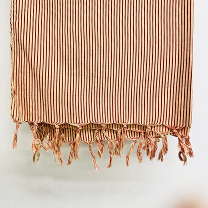 Brown Cream Strip Cotton Scarf