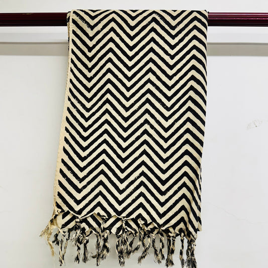 Black and white chevron patterned scarf