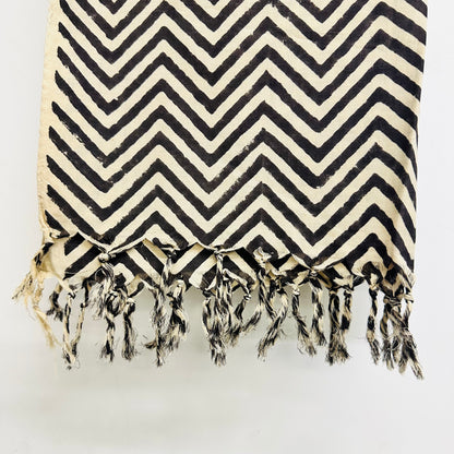 Black and white chevron patterned Cotton scarf