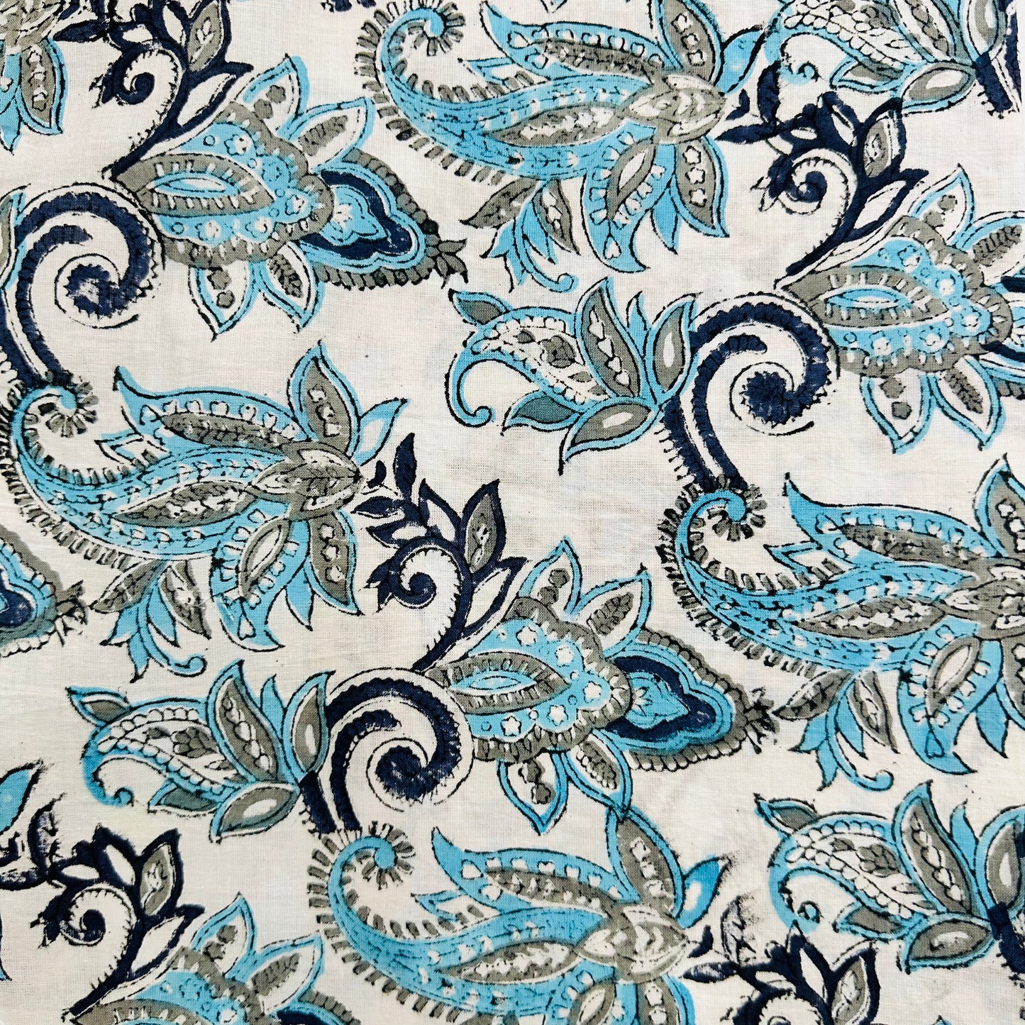 Paisley patterned Cotton scarf with blue and black design