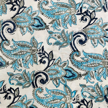 Paisley patterned Cotton scarf with blue and black design