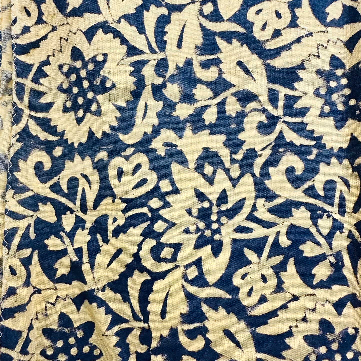 Navy blue and yellow floral patterned Cotton scarf
