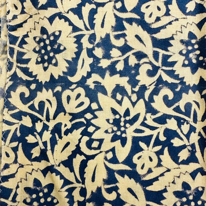 Navy blue and yellow floral patterned Cotton scarf