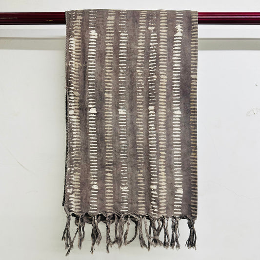Brown Textured scarf with fringe