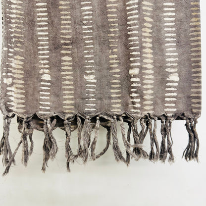 Brown Textured Cotton scarf with fringe