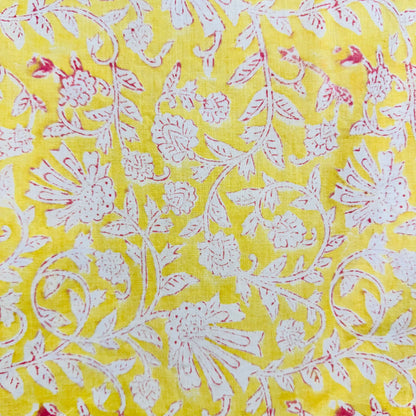Yellow floral patterned Cotton scarf with white flowers