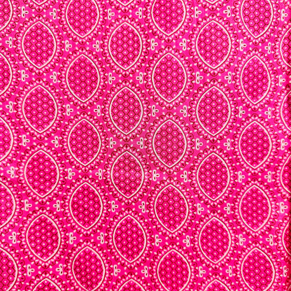 Pink patterned Cotton scarf with white dots and circles