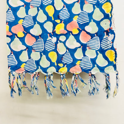 Colorful patterned Cotton scarf with tassels
