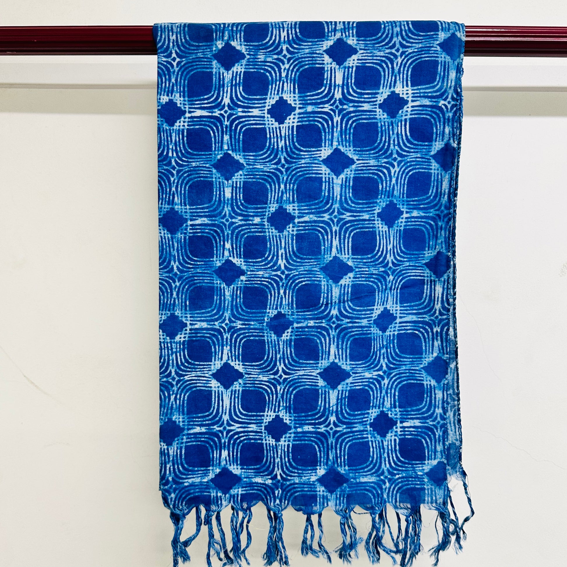 Blue patterned scarf