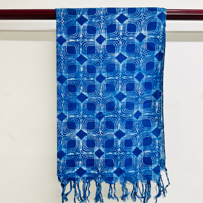 Blue patterned scarf