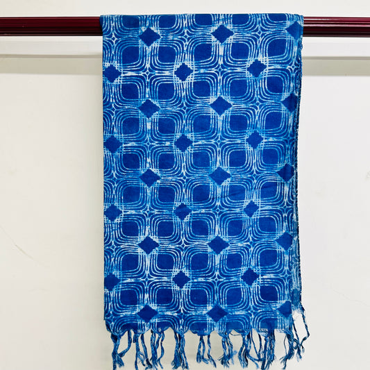 Blue patterned scarf