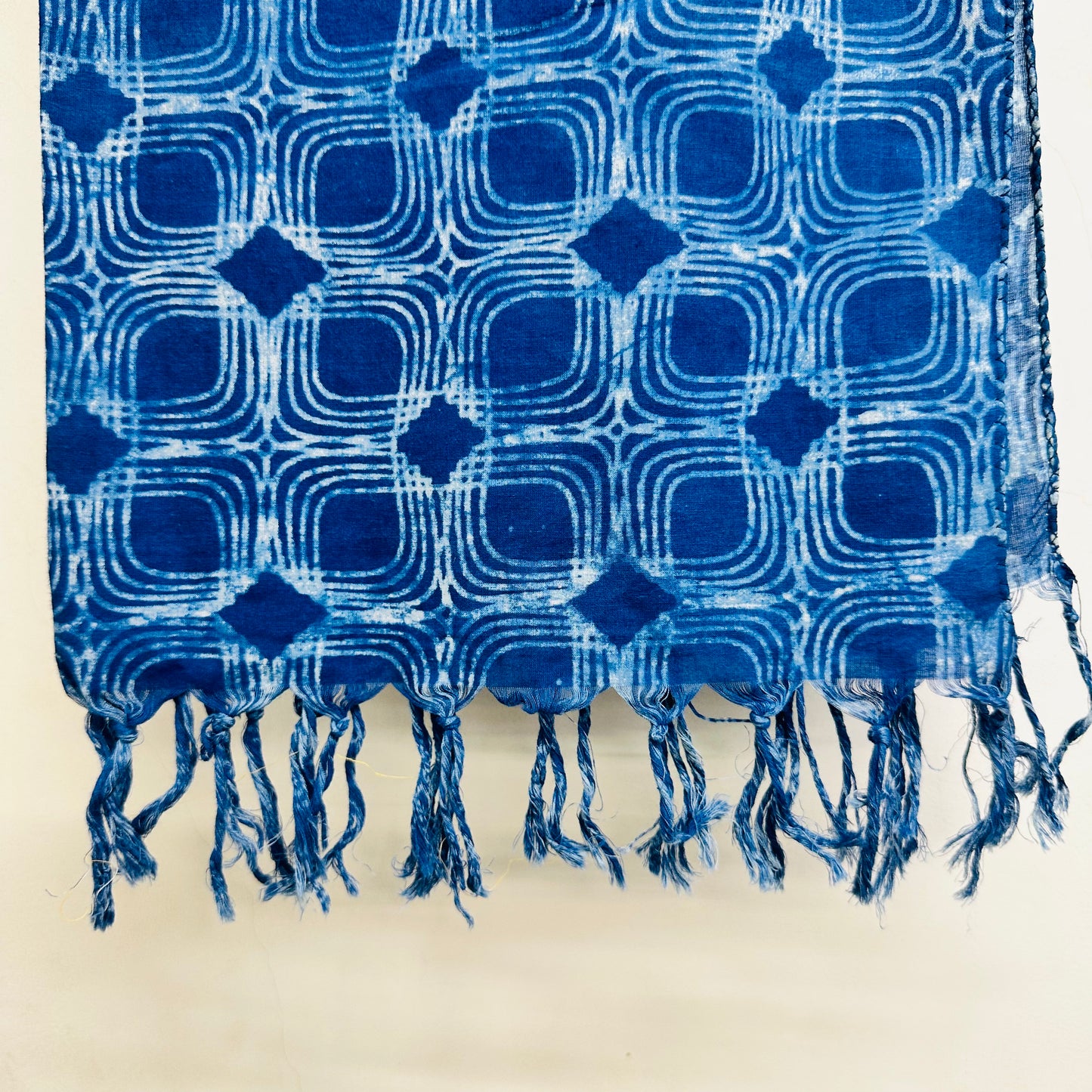 Blue patterned Cotton scarf