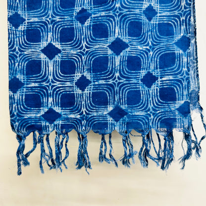 Blue patterned Cotton scarf