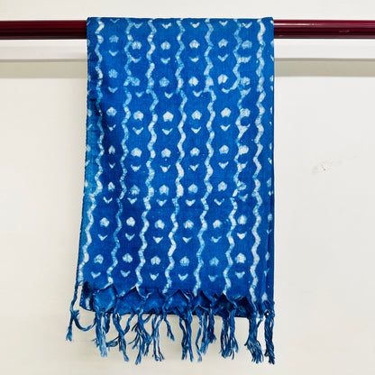 Blue and white patterned scarf