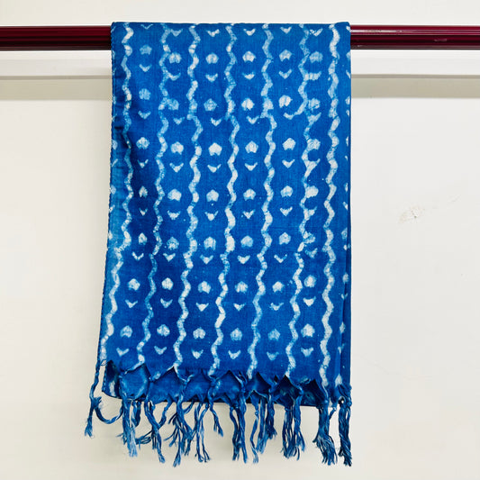 Blue and white patterned scarf