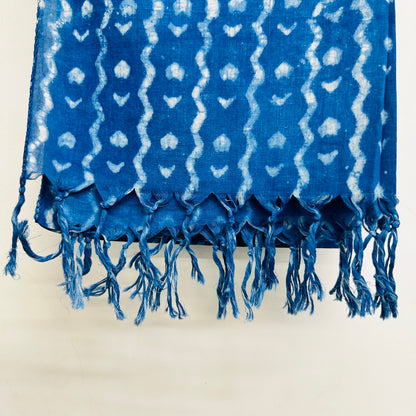 Blue and white patterned Cotton scarf