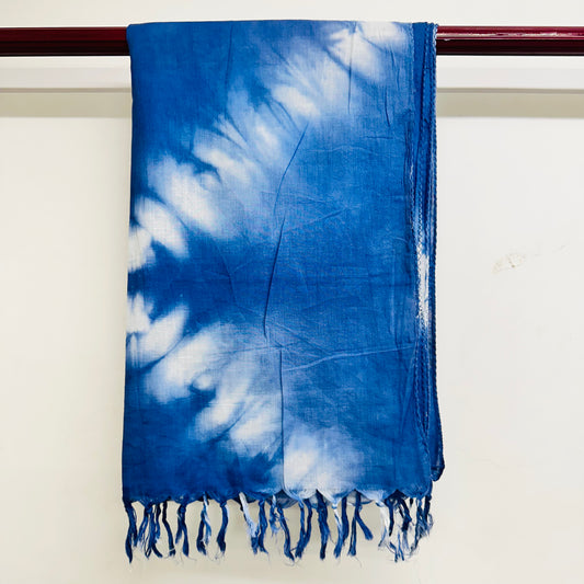 Blue tie-dye scarf
