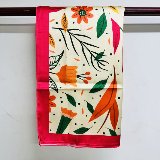 Printed Satin Scarf Flower print