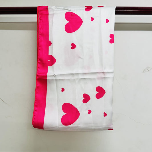 Printed satin Silk  Scarf pink heart print