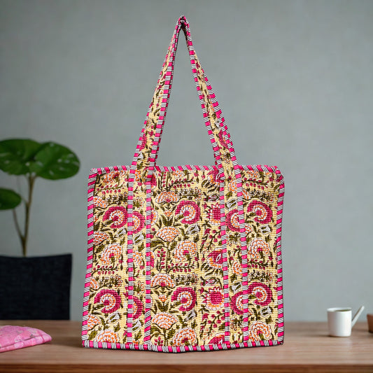 Pattern Hand-Printed Tote Bag