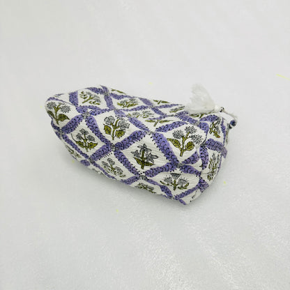 Floral printed purple green travel organizer pouch, Cosmetic Bags, Toiletry Kit
