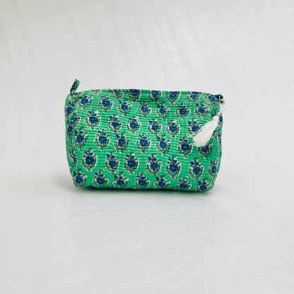 Floral printed green travel organizer pouch, Cosmetic Bags, Toiletry Kit