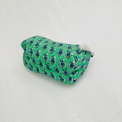 Floral printed green travel organizer pouch, Cosmetic Bags, Toiletry Kit