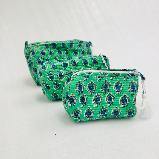 Floral printed green travel organizer pouch, Cosmetic Bags, Toiletry Kit