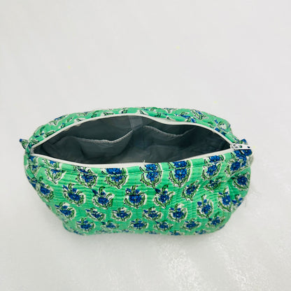 Floral printed green travel organizer pouch, Cosmetic Bags, Toiletry Kit