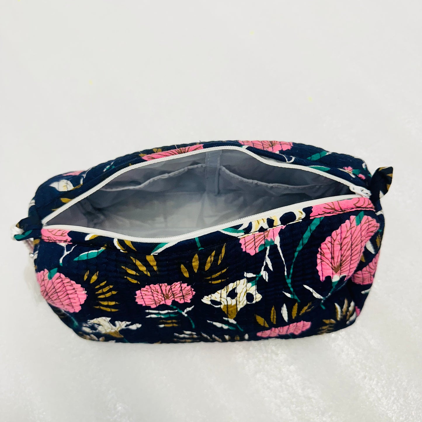 Floral blue printed travel organizer pouch, Cosmetic Bags, Toiletry Kit