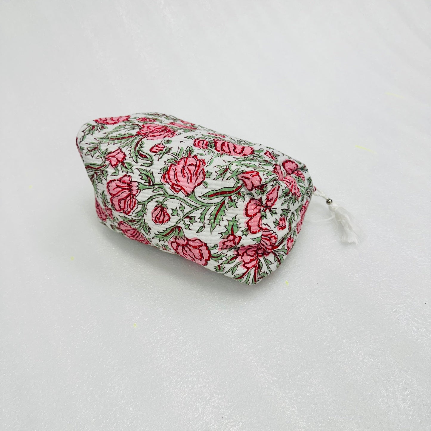 Floral white and red printed travel organizer pouch, Cosmetic Bags, Toiletry Kit